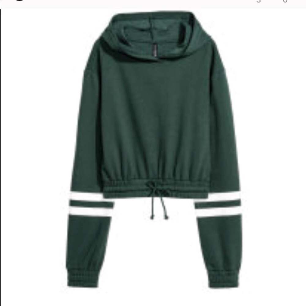 Green Cropped Hoodie